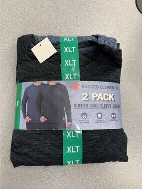 Rugged Elements Men's XLT  2 Pack Sueded Long Sleeve Sweatshirt Black Blue n1288